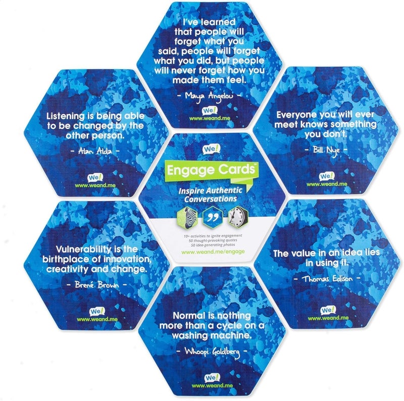 We! Engage Cards - Conversation Cards to Build Trust & Connection - 56 Inspiring Pieces with Quotes, Photos, & Activities - Ideal for Office Meetings, Ice Breakers, and Educational Team Building - Image 2